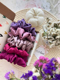 5 Pack Silk Scrunchies Set