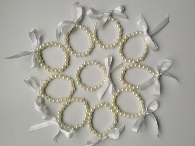 White Beads Bracelet with Bow