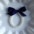 Handmade White Beads Bracelet with Bow
