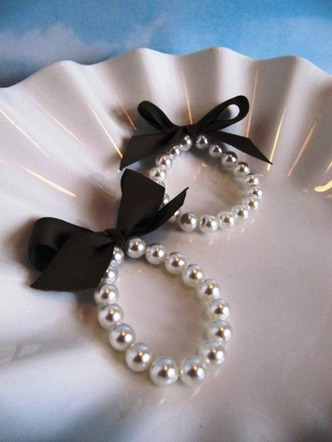 White Beads Bracelet with Bow
